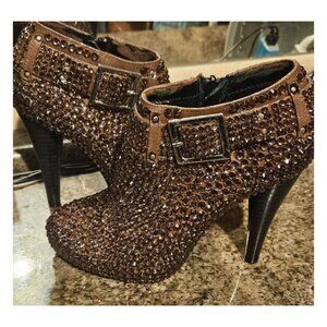 Brown Rhinestone Covered Boots